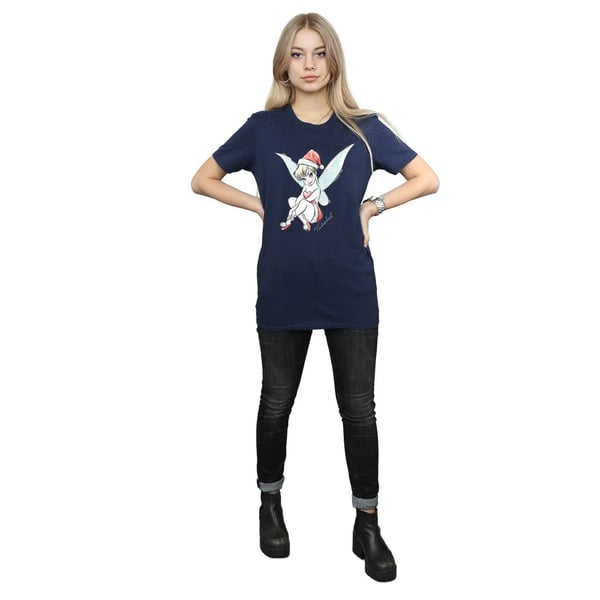 Disney Womens/Ladies Tinkerbell Christmas Fairy Cotton Boyfriend T-Shirt