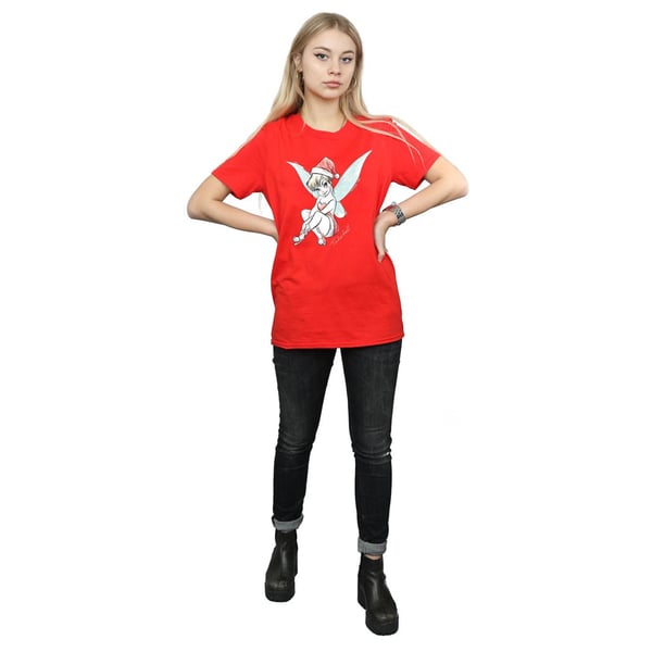 Disney Womens/Ladies Tinkerbell Christmas Fairy Cotton Boyfriend T-Shirt