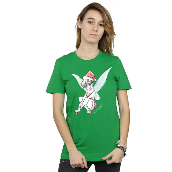 Disney Womens/Ladies Tinkerbell Christmas Fairy Cotton Boyfriend T-Shirt