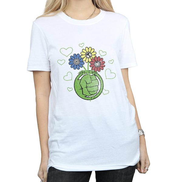 Marvel Womens/Ladies Hulk Flower Fist Cotton Boyfriend T-Shirt