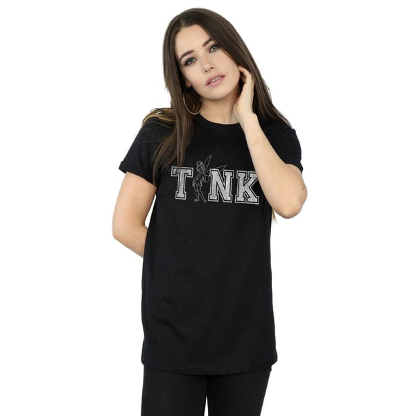 Disney Womens/Ladies Tinker Bell Collegiate Tink Cotton Boyfriend T-Shirt