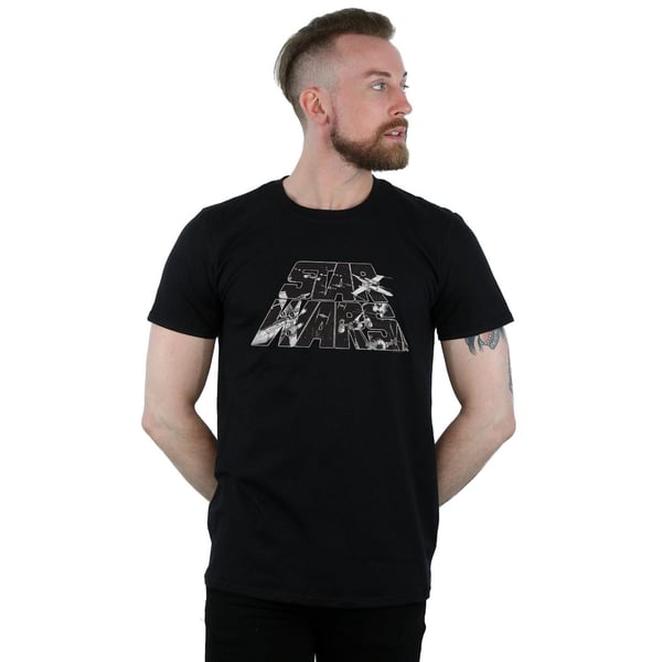 Star Wars Mens Logo Space Sketch T-Shirt