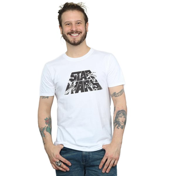 Star Wars Mens Logo Space Sketch T-Shirt