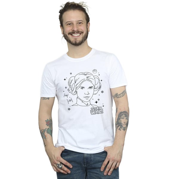 Star Wars Mens Episode IV: A New Hope Leia Christmas Sketch T-Shirt
