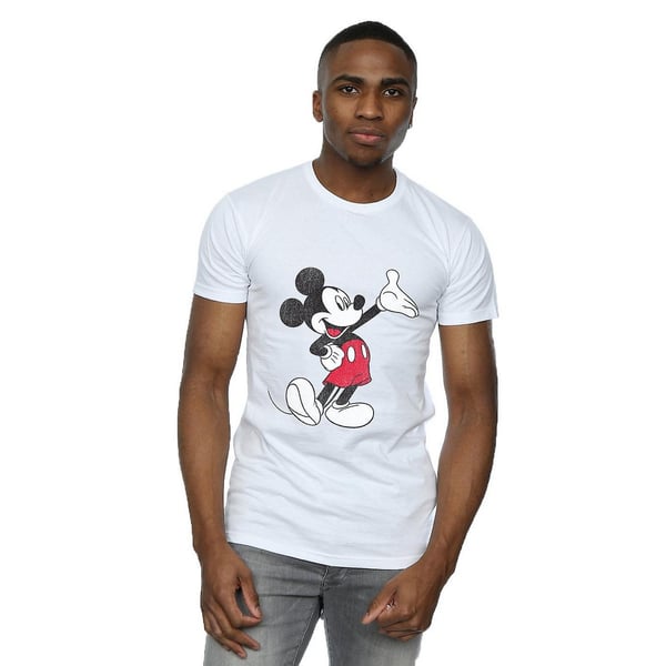 Disney Mens Traditional Wave Mickey Mouse Cotton T-Shirt