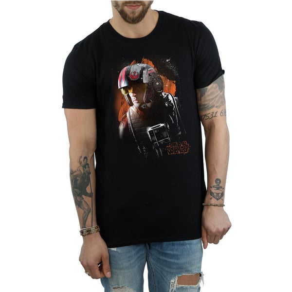 Star Wars Mens The Last Jedi Poe Dameron Brushed T-Shirt