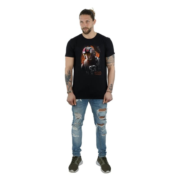 Star Wars Mens The Last Jedi Poe Dameron Brushed T-Shirt