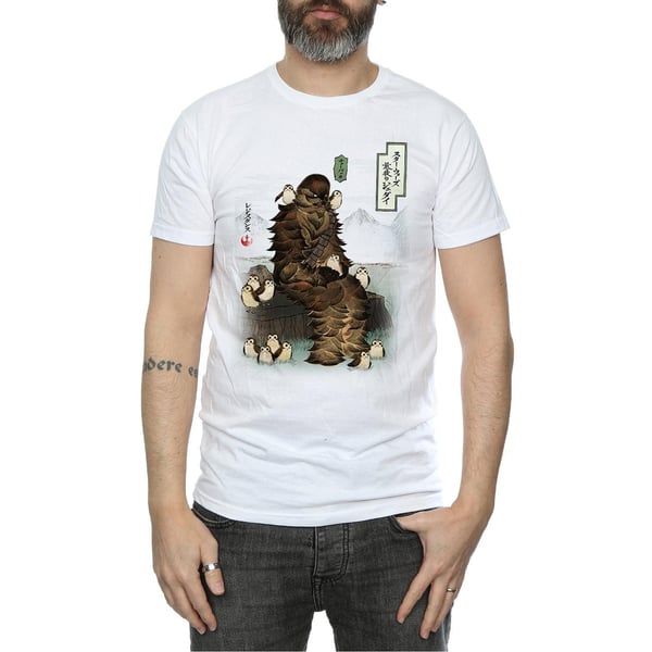 Star Wars Mens The Last Jedi Japanese Chewbacca Porgs T-Shirt