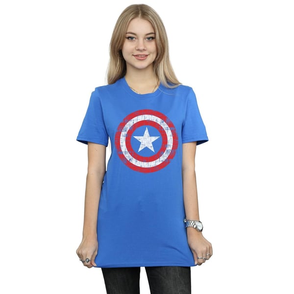 Marvel Womens/Ladies Avengers Captain America Scratched Shield Cotton Boyfriend T-Shirt