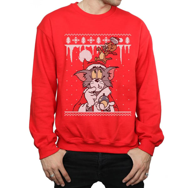 Tom And Jerry Mens Christmas Fair Isle Sweatshirt