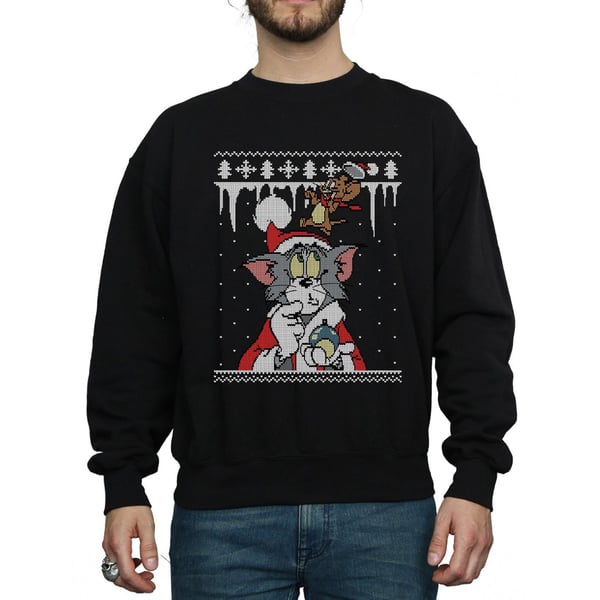 Tom And Jerry Mens Christmas Fair Isle Sweatshirt