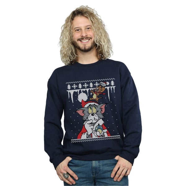 Tom And Jerry Mens Christmas Fair Isle Sweatshirt