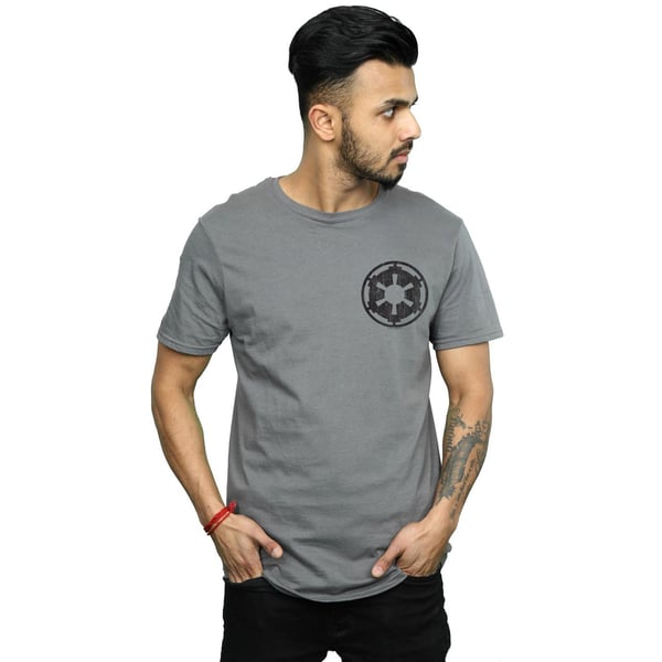 Star Wars Mens The Mandalorian Galactic Empire Insignia Breast Print T-Shirt