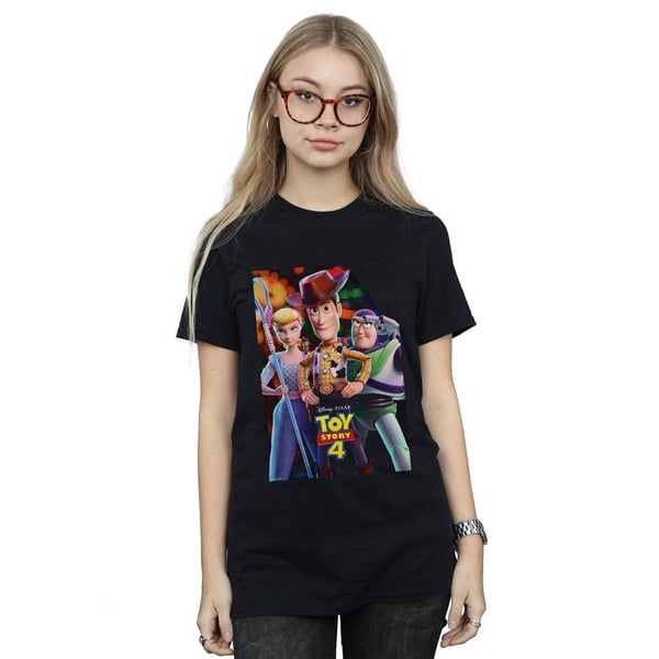 Disney Womens/Ladies Toy Story 4 Buzz Woody And Bo Peep Poster Cotton Boyfriend T-Shirt