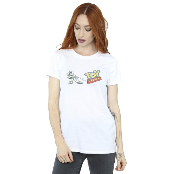 Disney Womens/Ladies Toy Story Buzz Pulling Logo Cotton Boyfriend T-Shirt