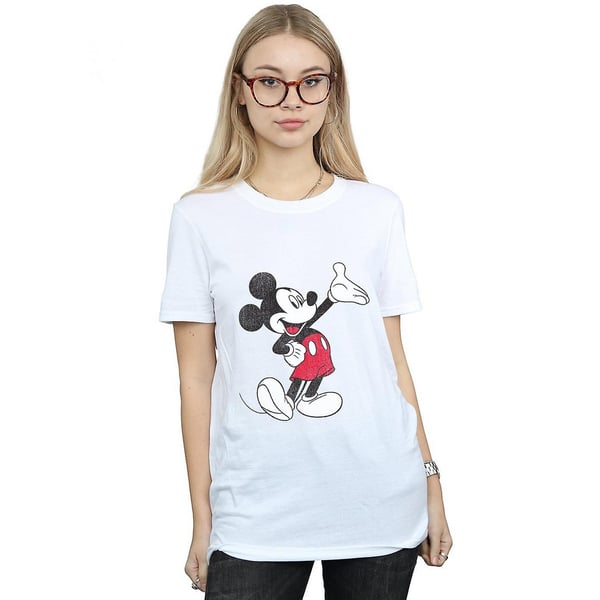 Disney Womens/Ladies Traditional Wave Mickey Mouse Cotton Boyfriend T-Shirt