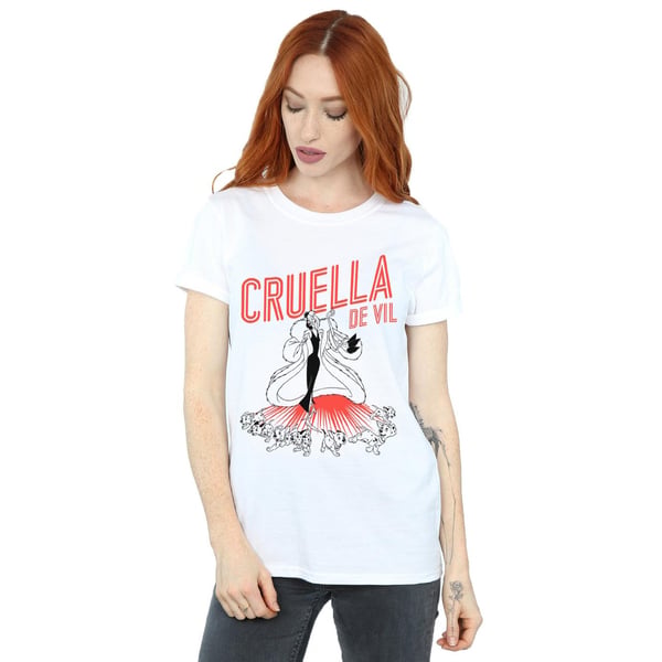 Disney Womens/Ladies Cruella De Vil Dalmatians Cotton Boyfriend T-Shirt