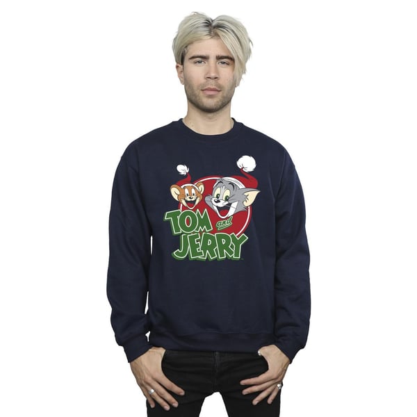 Tom And Jerry Mens Christmas Hat Logo Sweatshirt