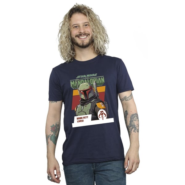 Star Wars Mens The Mandalorian Boba Fett Lives T-Shirt