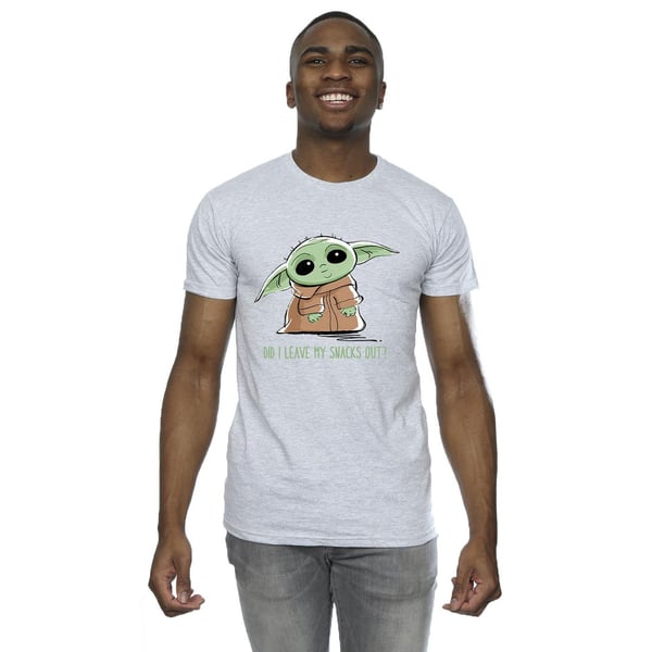 Star Wars Mens The Mandalorian Grogu Snacks Meme T-Shirt