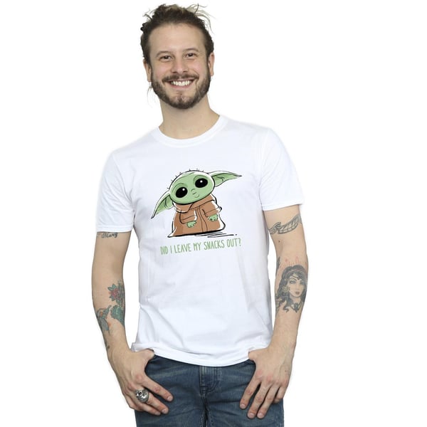 Star Wars Mens The Mandalorian Grogu Snacks Meme T-Shirt