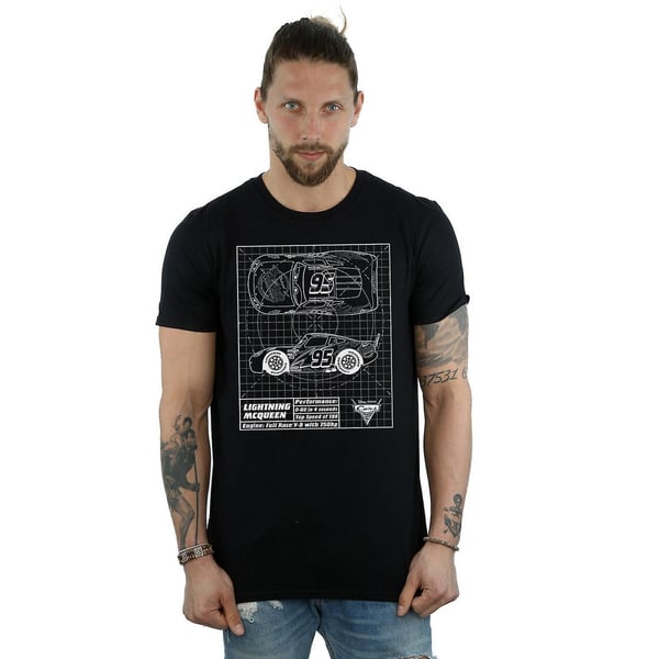 Cars Mens Lightning McQueen Blueprint Cotton T-Shirt