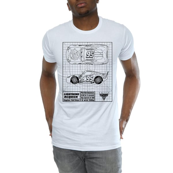 Cars Mens Lightning McQueen Blueprint Cotton T-Shirt