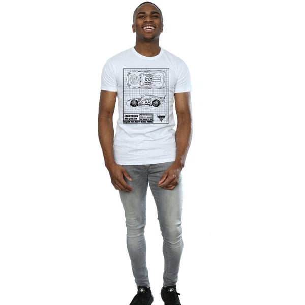 Cars Mens Lightning McQueen Blueprint Cotton T-Shirt