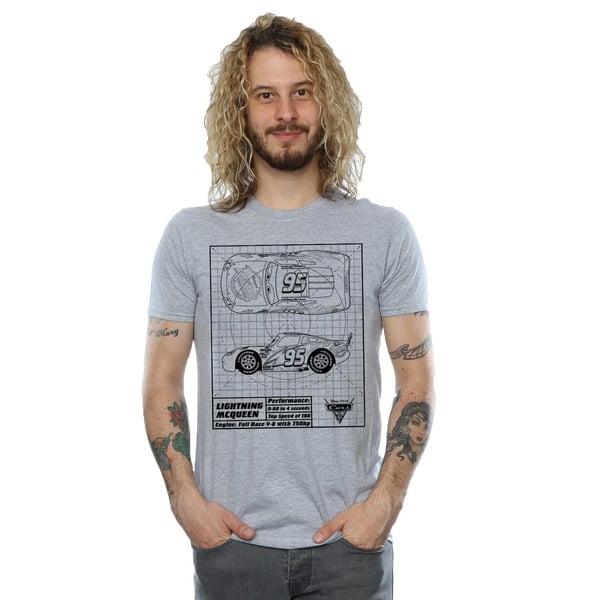 Cars Mens Lightning McQueen Blueprint Cotton T-Shirt