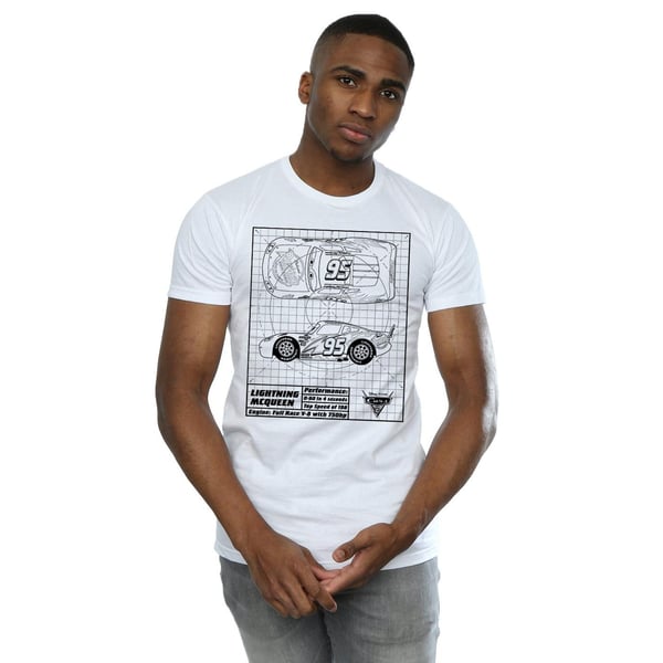 Cars Mens Lightning McQueen Blueprint Cotton T-Shirt