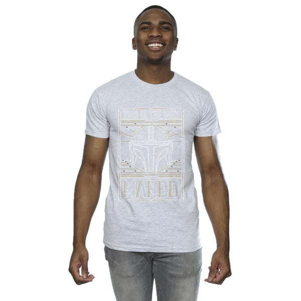 Star Wars Mens The Mandalorian The Way Outline Helm T-Shirt