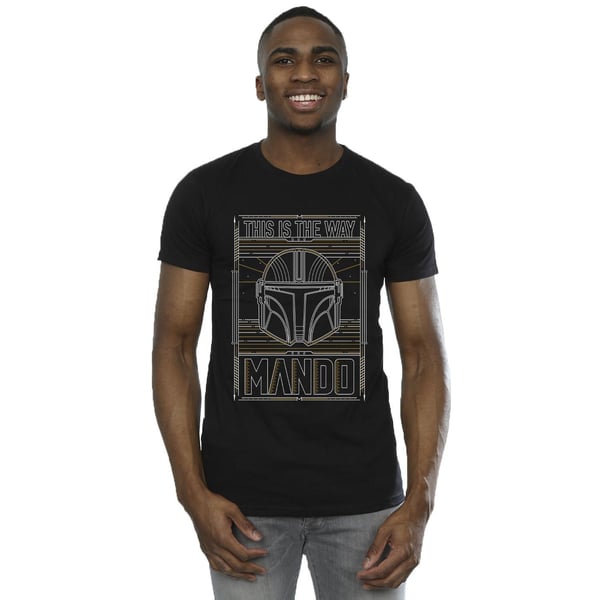 Star Wars Mens The Mandalorian The Way Outline Helm T-Shirt