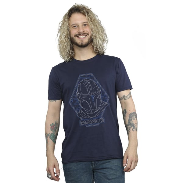 Star Wars Mens The Mandalorian Outline Helm Diamond T-Shirt