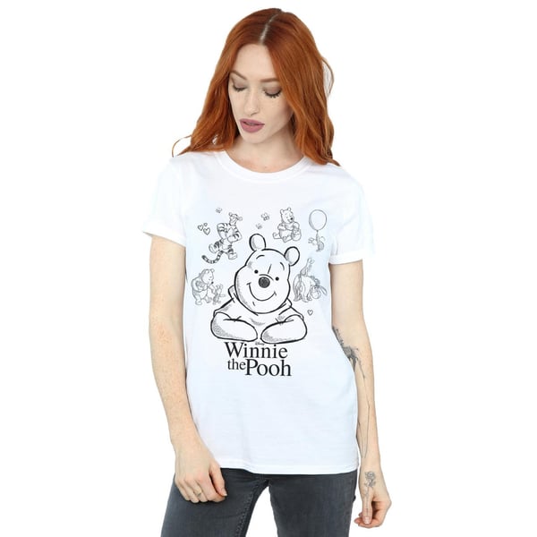 Disney Womens/Ladies Winnie The Pooh Collage Sketch Cotton Boyfriend T-Shirt