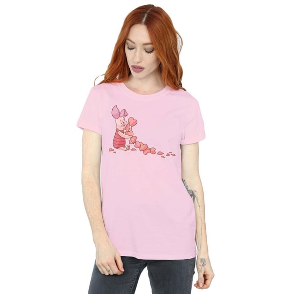 Disney Womens/Ladies Winnie The Pooh Piglet Chain Of Hearts Cotton Boyfriend T-Shirt