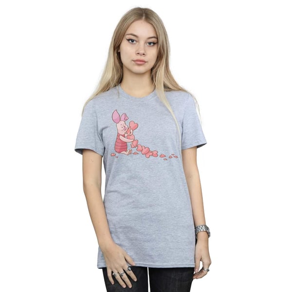 Disney Womens/Ladies Winnie The Pooh Piglet Chain Of Hearts Cotton Boyfriend T-Shirt