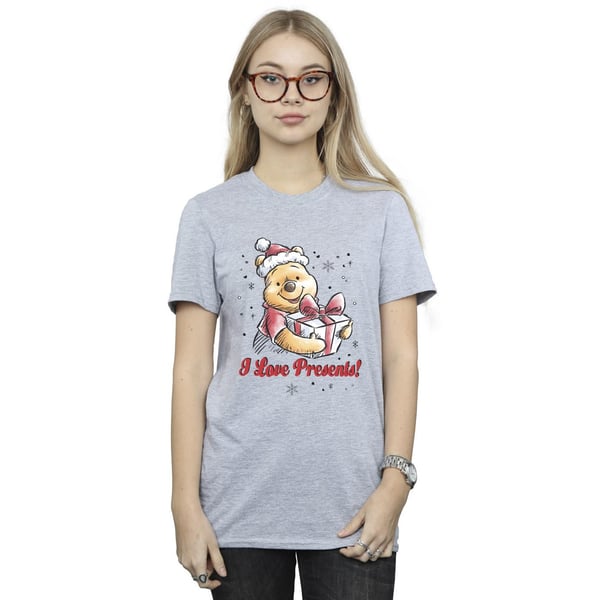Disney Womens/Ladies Winnie The Pooh Love Presents Cotton Boyfriend T-Shirt