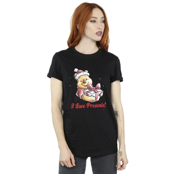 Disney Womens/Ladies Winnie The Pooh Love Presents Cotton Boyfriend T-Shirt