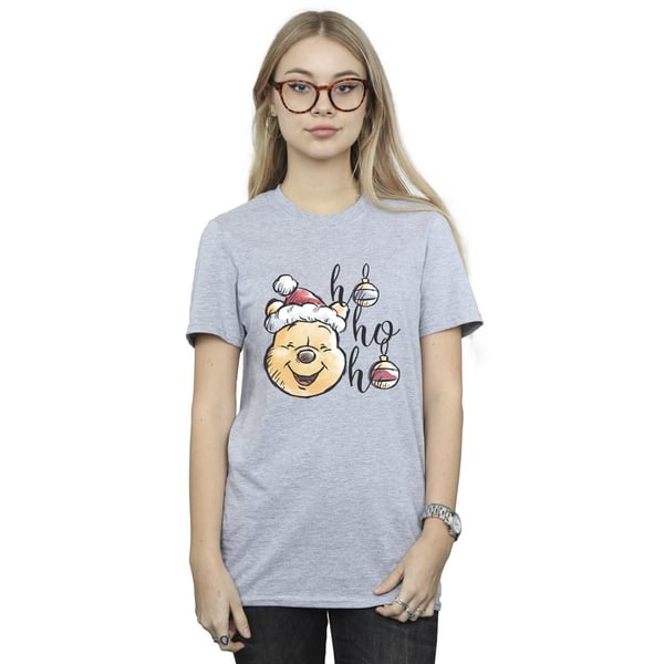 Disney Womens/Ladies Winnie The Pooh Ho Ho Ho Baubles Cotton Boyfriend T-Shirt