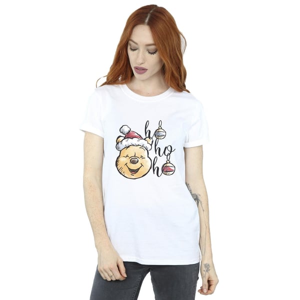 Disney Womens/Ladies Winnie The Pooh Ho Ho Ho Baubles Cotton Boyfriend T-Shirt