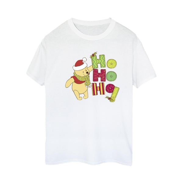 Disney Womens/Ladies Winnie The Pooh Ho Ho Ho Scarf Cotton Boyfriend T-Shirt