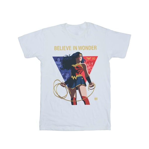 DC Comics Womens/Ladies Wonder Woman 80th Anniversary Believe In Wonder Pose Cotton Boyfriend T-Shirt