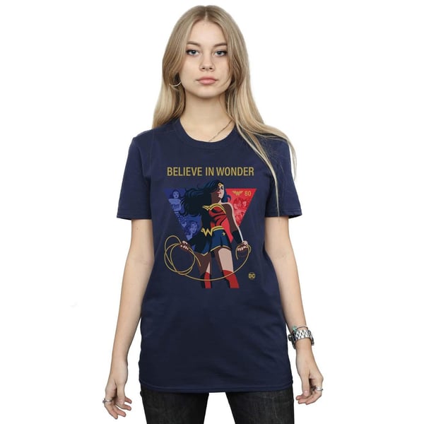 DC Comics Womens/Ladies Wonder Woman 80th Anniversary Believe In Wonder Pose Cotton Boyfriend T-Shirt