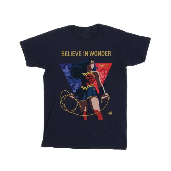 DC Comics Womens/Ladies Wonder Woman 80th Anniversary Believe In Wonder Pose Cotton Boyfriend T-Shirt