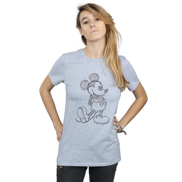 Disney Womens/Ladies Mickey Mouse Sketch Kick Cotton Boyfriend T-Shirt