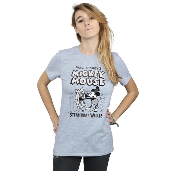 Disney Womens/Ladies Mickey Mouse Steamboat Willie Cotton Boyfriend T-Shirt