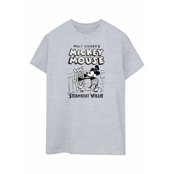 Disney Naiset/Naisten Mikki Hiiri Steamboat Willie Puuvillainen Boyfriend T-paita