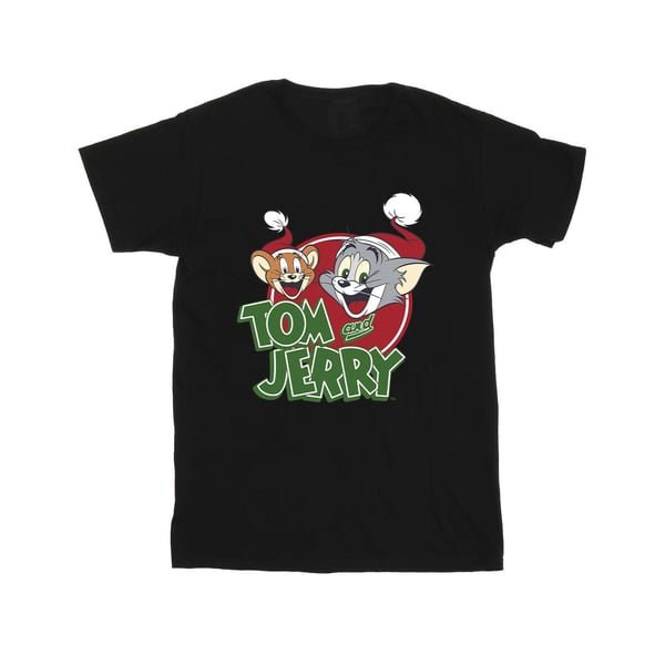 Tom And Jerry Mens Christmas Hat Logo T-Shirt