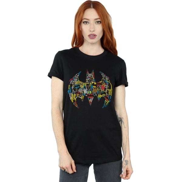 DC Comics Womens/Ladies Batman Batgirl Logo Collage Cotton Boyfriend T-Shirt