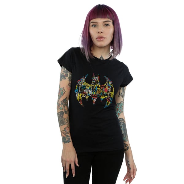 DC Comics Womens/Ladies Batman Batgirl Logo Collage Cotton T-Shirt
